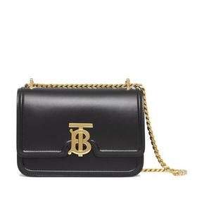 【包税】BURBERRY/博柏利 21秋冬新款TB系列 女士小号黑色小牛皮金色TB标志搭扣翻盖单肩斜挎链条包80490241