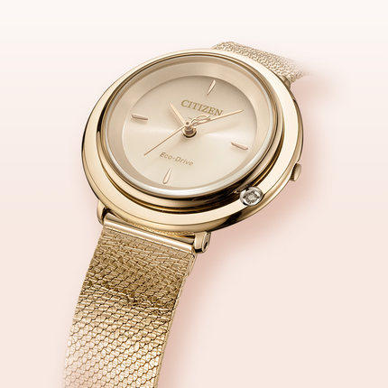 西铁城日本官方正品巴塞尔展出款光动能女表玫瑰金简约时尚EM0643-84X 商品图2