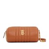 【包税】BURBERRY/博柏利 21秋冬新款Lola系列 女士枫棕色绗缝羊皮革TB专属标识polochon圆柱形斜挎单肩包80492201 商品缩略图0