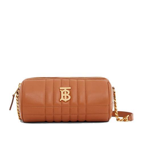 【包税】BURBERRY/博柏利 21秋冬新款Lola系列 女士枫棕色绗缝羊皮革TB专属标识polochon圆柱形斜挎单肩包80492201 商品图0