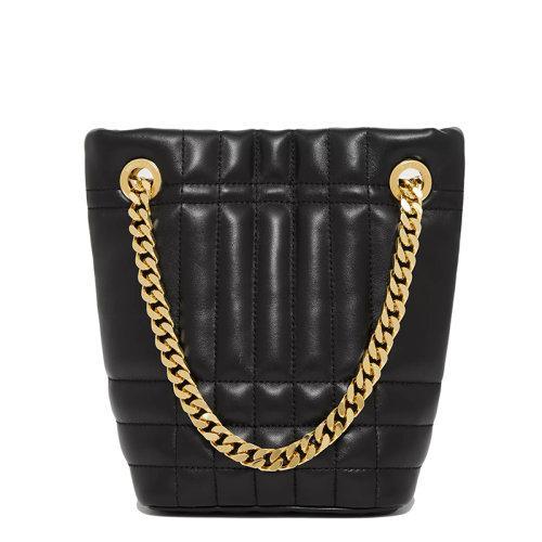 【包税】BURBERRY/博柏利 21秋冬新款Lola系列 女士迷你黑色绗缝羊皮革TB专属标识单肩手提水桶包80502871 商品图3