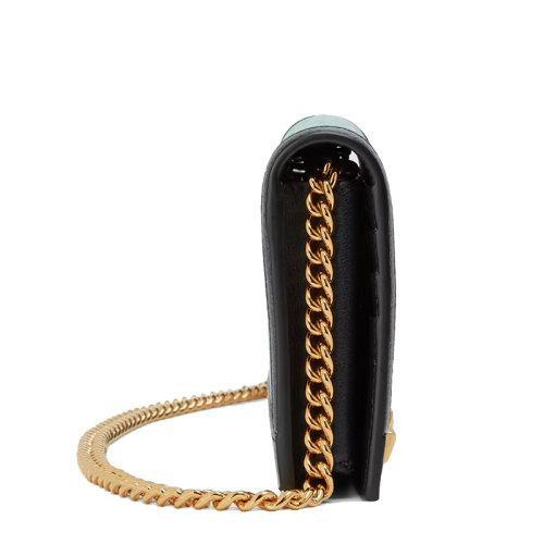 【包税】GUCCI/古驰 2021秋冬新款 女士浅蓝色双G压纹皮革深蓝色滚边金属饰钉细节链式单肩斜挎手拿钱包676155UF4AX4967 商品图2