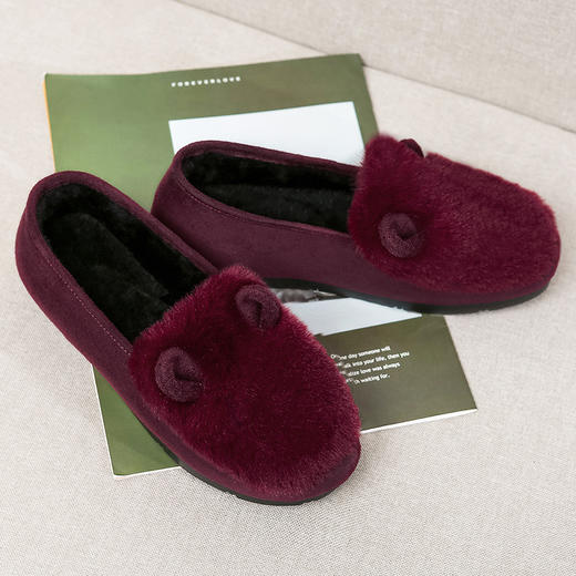 新款时尚百搭一脚蹬韩版外穿豆豆平底防滑女冬棉瓢鞋子软底毛绒加绒毛毛鞋厚底 商品图3