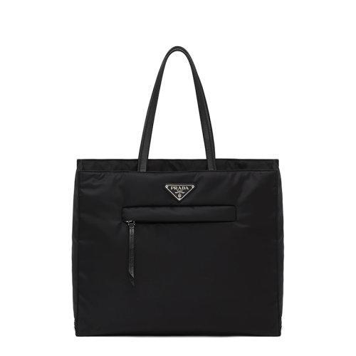【包税】PRADA/普拉达 21年秋冬新款 女士黑色再生尼龙软羊革提手拉链式口袋金属配件徽标手提托特包1BG421_RUKW_F0002_V_OOO 商品图0