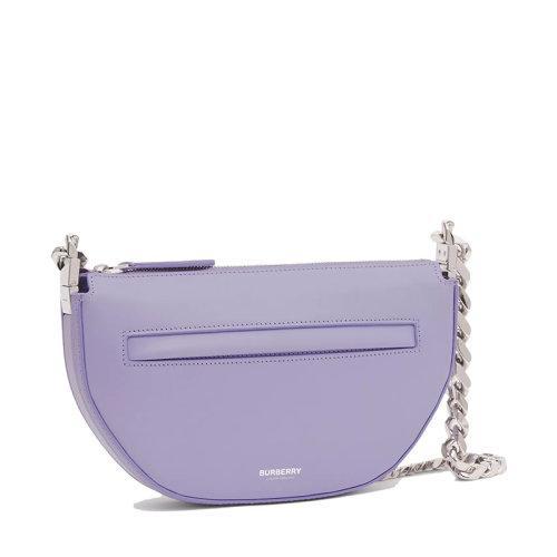 【包税】BURBERRY/博柏利 21秋冬新款Olympia系列 女士迷你浅紫色牛皮革拉链开合弧形手提单肩腋下包80490051 商品图2