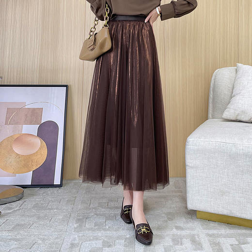 七彩流光网纱2022春季新款显瘦蓬蓬裙大摆仙女长纱半身裙 TY8803 商品图2