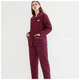 3楼 美标纯棉玫红经典格纹秋冬保暖舒适家居服45519