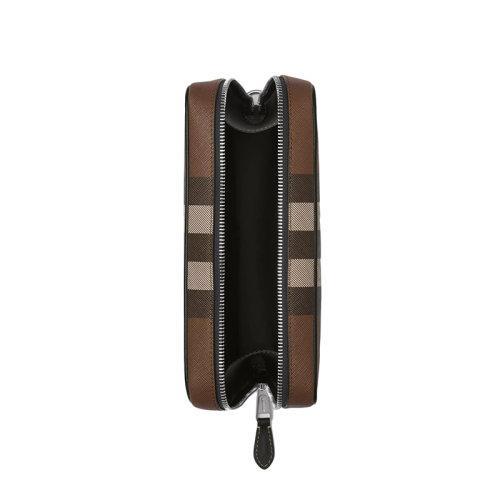 【包税】BURBERRY/博柏利 21秋冬新款 男士深桦木棕色格纹拼皮革拉链手拿包80492151 商品图3