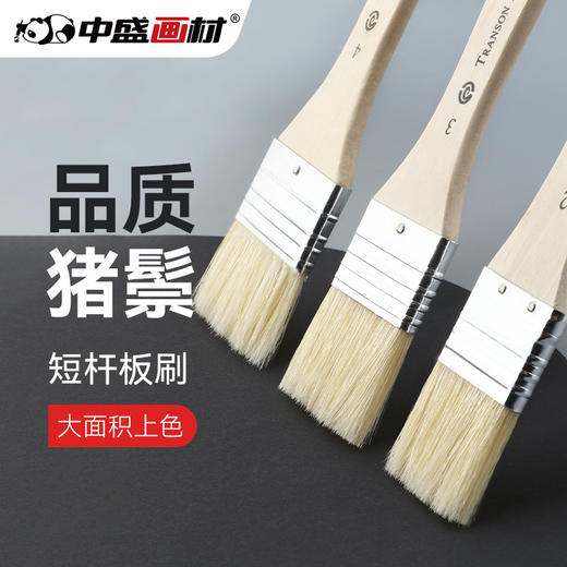 中盛画材713猪鬃短柄油画板刷 猪鬃笔刷绘画美术排刷丙烯墙绘刷 商品图0