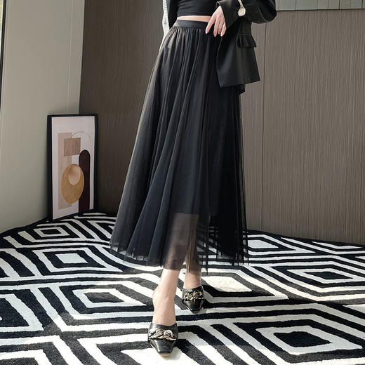 七彩流光网纱2022春季新款显瘦蓬蓬裙大摆仙女长纱半身裙 TY8803 商品图3