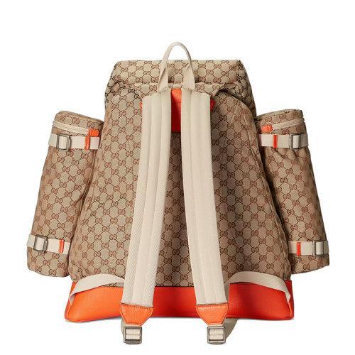 【包税】GUCCI/古驰 2021秋冬新款The North Face系列 男士米色/乌木色经典老花帆布橘色皮革滚边饰北面gucci标识刺绣双肩背包650294GY5TN8893 商品图3