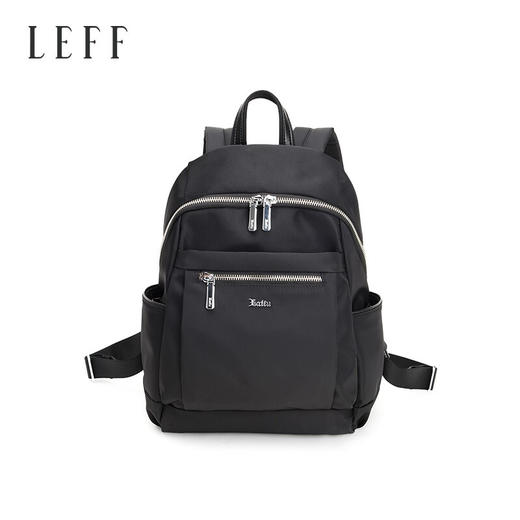 莱夫秋冬季新款女士双肩背包防泼水尼龙帆布旅行女包大容量IPDA包学生书包 经典黑色（中号） 商品图6