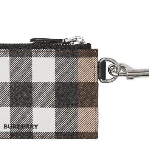 【包税】BURBERRY/博柏利 21秋冬新款 男士深桦木棕色格纹环保帆布挂带拉链卡包80492161 商品图4