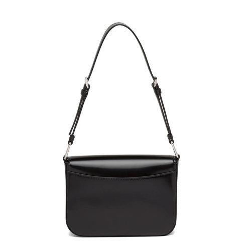 【包税】PRADA/普拉达 21年秋冬新款 女士黑色亮面皮革可调式皮革提手磁扣式翻盖开合斜跨手提单肩包1BD308_ZO6_F0002_V_HOO 商品图2