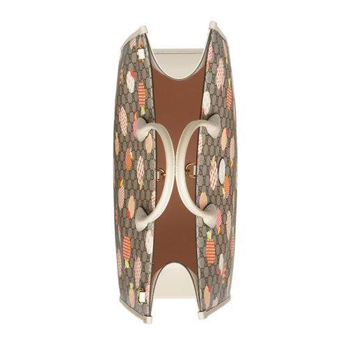 【包税】GUCCI/古驰 2021秋冬新款 男士米色大号心苹果印花老花帆布白色皮革饰边单肩手提托特包65998022KFG9799 商品图3