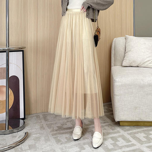 七彩流光网纱2022春季新款显瘦蓬蓬裙大摆仙女长纱半身裙 TY8803 商品图1