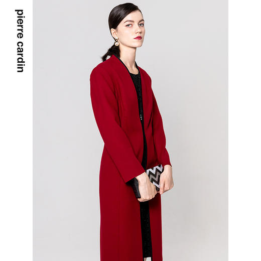 皮尔卡丹女装连衣裙秋冬假两件拼接羊毛通勤A字裙P1418E1821R0 商品图3