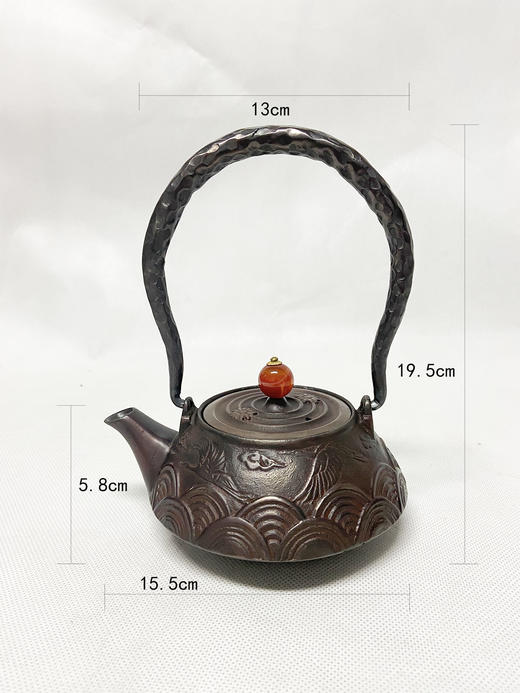 铸味 |  0.4L水鹤壶铸铁茶壶生铁壶泡茶壶煮水壶手工铸造电磁炉适用 商品图4