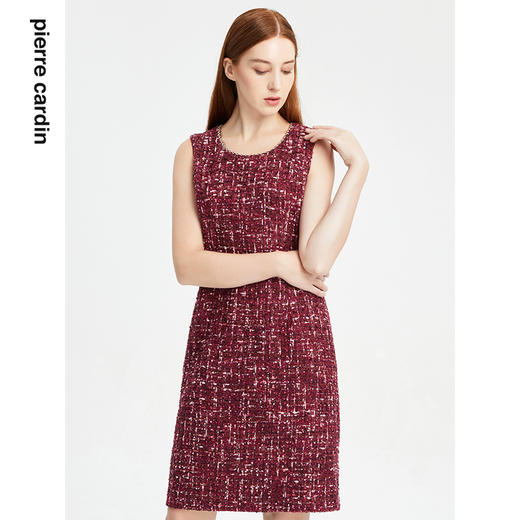 皮尔卡丹女装连衣裙法式圆领无袖小香风通勤裙子P1401D1986D0
 商品图1