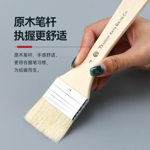 中盛画材713猪鬃短柄油画板刷 猪鬃笔刷绘画美术排刷丙烯墙绘刷 商品图2