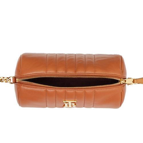 【包税】BURBERRY/博柏利 21秋冬新款Lola系列 女士枫棕色绗缝羊皮革TB专属标识polochon圆柱形斜挎单肩包80492201 商品图2