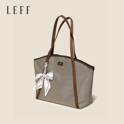 LEFF莱夫包包女包2021秋冬新款丝巾单肩包优雅出行通勤大容量托特包 杏灰色 商品图3