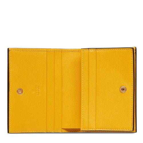 【包税】GUCCI/古驰 2021秋冬新款 女士黄色GG皮革饰钉细节金色调配件卡包零钱包676150UF4AG7223 商品图4