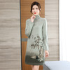WT  86139-15羊毛山水印花宽松中长款连衣裙 商品缩略图1