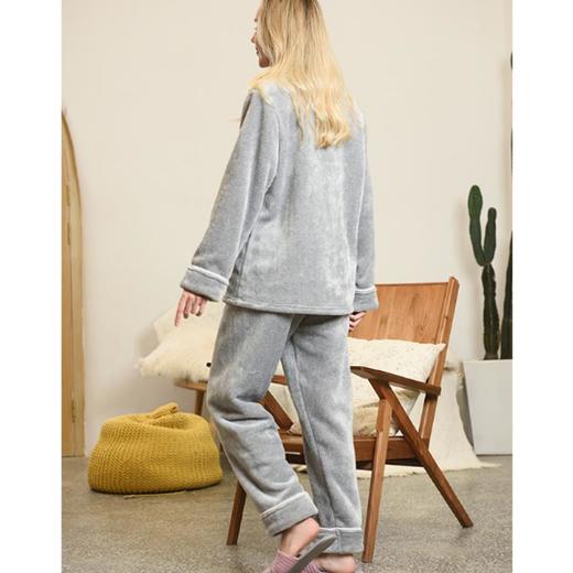 3楼 美标 翻领珊瑚绒玉兔绒麻灰高级感家居服89036 商品图3