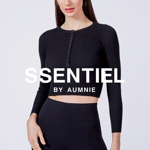 【新品】素羊毛纽扣门襟修身长袖针织衫 CROPPED HENLEY TEE 商品图2