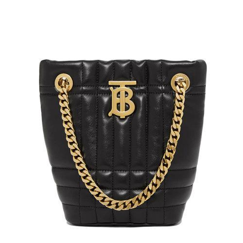 【包税】BURBERRY/博柏利 21秋冬新款Lola系列 女士迷你黑色绗缝羊皮革TB专属标识单肩手提水桶包80502871 商品图0