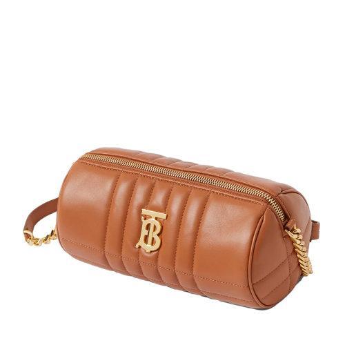 【包税】BURBERRY/博柏利 21秋冬新款Lola系列 女士枫棕色绗缝羊皮革TB专属标识polochon圆柱形斜挎单肩包80492201 商品图1