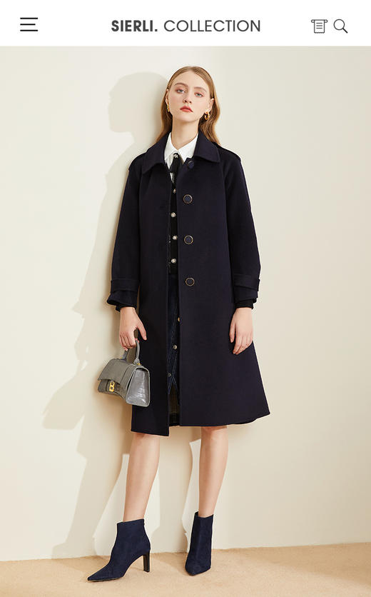 LH921斯尔丽瑟俪[专柜同款]2021冬新款军旅风肩袢百搭显瘦羊毛大衣女 商品图0