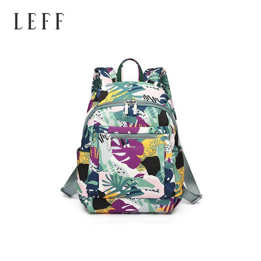 莱夫包包女包双肩包 旅游休闲简约气质尼龙布女士背包时尚森林印花书包新年礼物送妈妈 缤纷雨林 商品图6