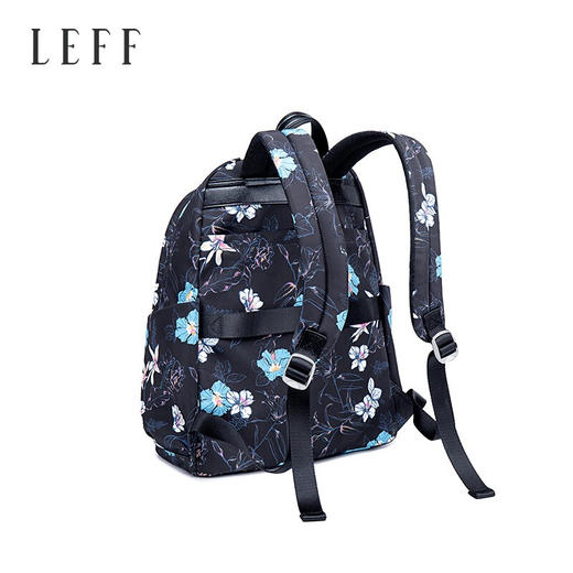 莱夫双肩包女新品帆布时尚印花女士背包旅行游玩上班通勤大容量休闲书包 黑色大号 商品图3