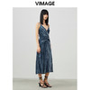 VIMAGE纬漫纪春季新款性感吊带复古露背丝绒深V礼服连衣裙V1777301 商品缩略图2