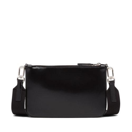 【包税】PRADA/普拉达 21年秋冬新款 男士黑色亮面皮革配可拆卸尼龙肩带可拆卸皮革小袋斜跨单肩包2VH129_ZO6_F0002_V_OOO 商品图2