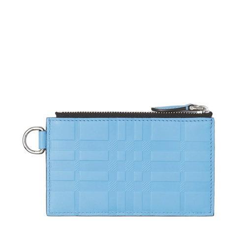 【包税】BURBERRY/博柏利 21秋冬新款 男士柔矢车菊蓝色格纹压花皮革挂绳式拉链卡包80493241 商品图0