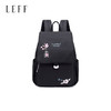 莱夫双肩包女 上班通勤帆布包简约民族风刺绣翻盖女士背包休闲百搭妈妈款小书包新年礼物送妈妈 经典黑色 商品缩略图0
