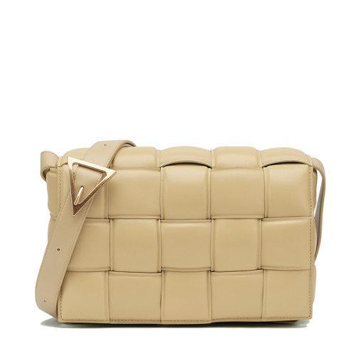 【包税】Bottega Veneta/葆蝶家 经典款PADDED CASSETTE系列 女士米色小羊皮双面编织单肩斜挎豆腐包591970VCQR19782 商品图0
