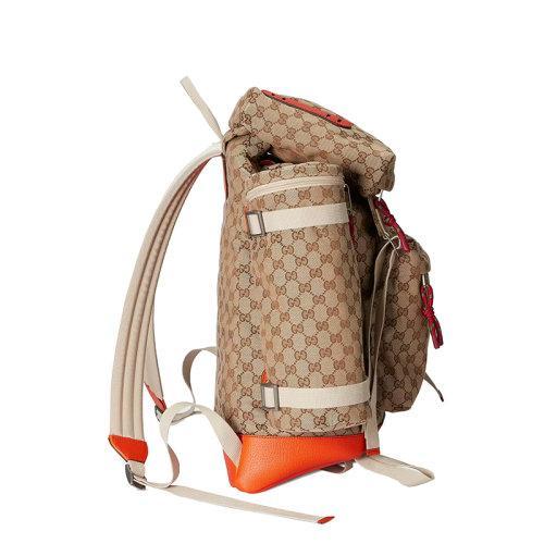 【包税】GUCCI/古驰 2021秋冬新款The North Face系列 男士米色/乌木色经典老花帆布橘色皮革滚边饰北面gucci标识刺绣双肩背包650294GY5TN8893 商品图2