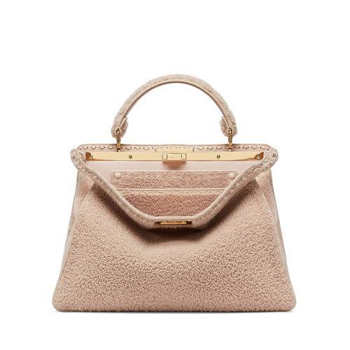 FENDI/芬迪 2021秋冬新款PEEKABOO ISEEU系列 女士大号浅粉色美利奴羊皮手工缝制大针脚标志性旋转门扣配可拆卸肩带提手单肩手提包8BN328AHJ6F0H43 商品图0