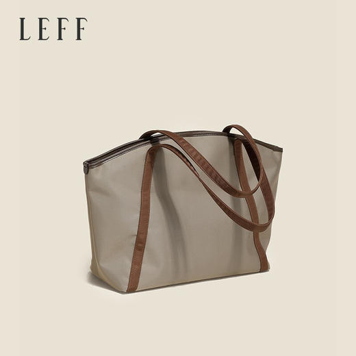 LEFF莱夫包包女包2021秋冬新款丝巾单肩包优雅出行通勤大容量托特包 杏灰色 商品图5