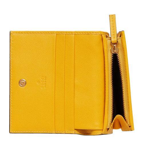 【包税】GUCCI/古驰 2021秋冬新款 女士黄色GG皮革饰钉细节金色调配件卡包零钱包676150UF4AG7223 商品图1