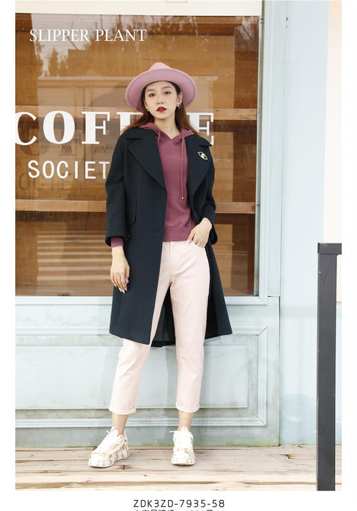 宗洋&卓蔻兰 女士中长款时尚宽松大衣ZDK3ZD7935-58 商品图0