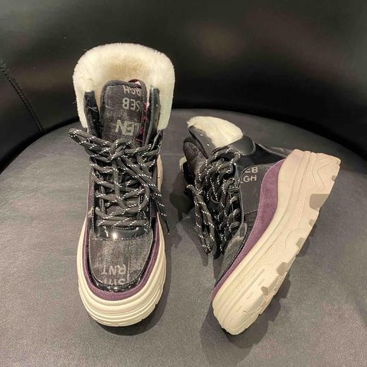 lfgj jeans BA404  平底高帮潮流加绒保暖毛口棉鞋磨砂皮休闲鞋雪地靴 商品图5
