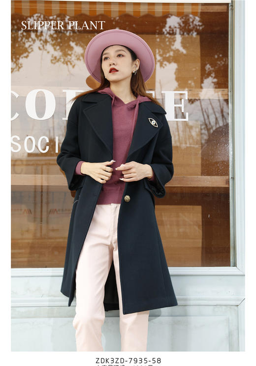 宗洋&卓蔻兰 女士中长款时尚宽松大衣ZDK3ZD7935-58 商品图2