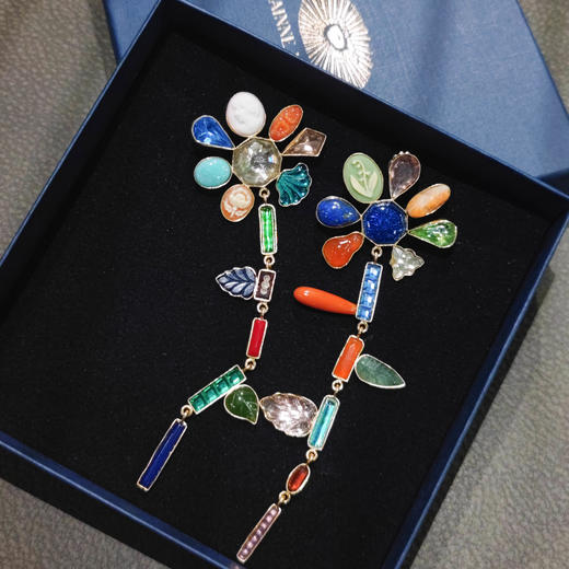 订购5个月到｜Grainne Morton-Anniversary Flower-古董卡梅奥 青金石 耳环［苏格兰设计师］ 商品图4