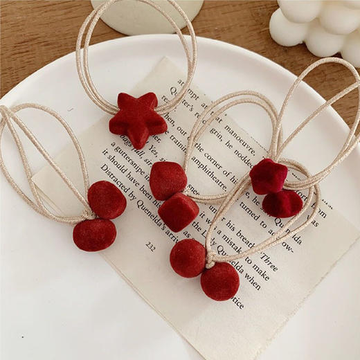 【12.29】新年复古红丝绒发圈 2根(款式随机) 商品图2