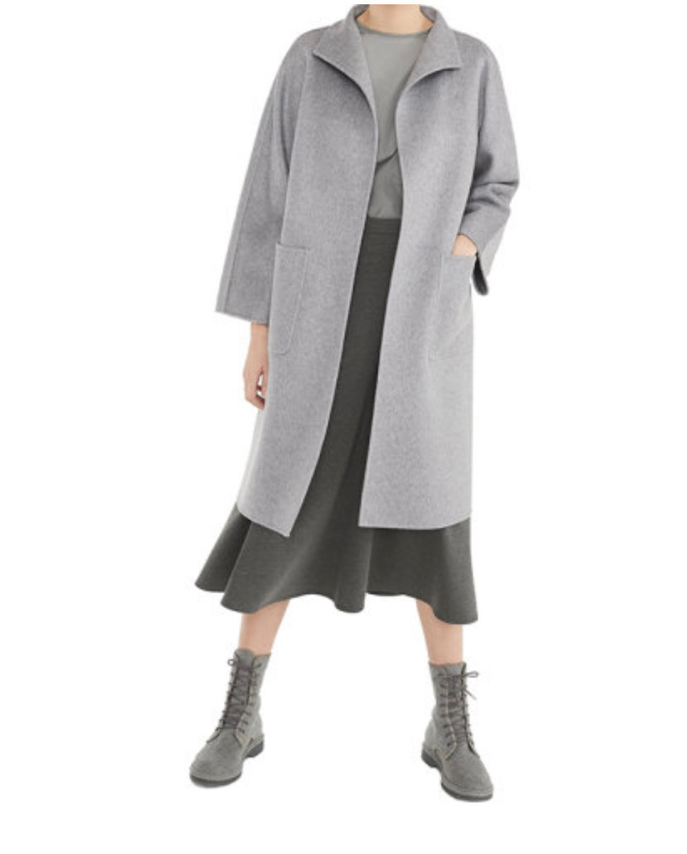 m家多色纯羊绒水波纹大衣lilia